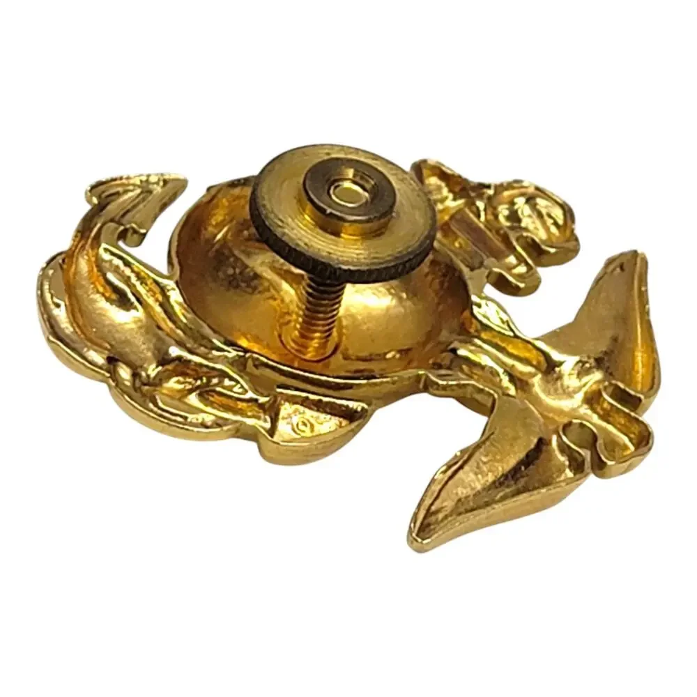 USMC EGA Eagle Globe Anchor Hat Pin Screw Back Gold Tone Marine Cap Insignia